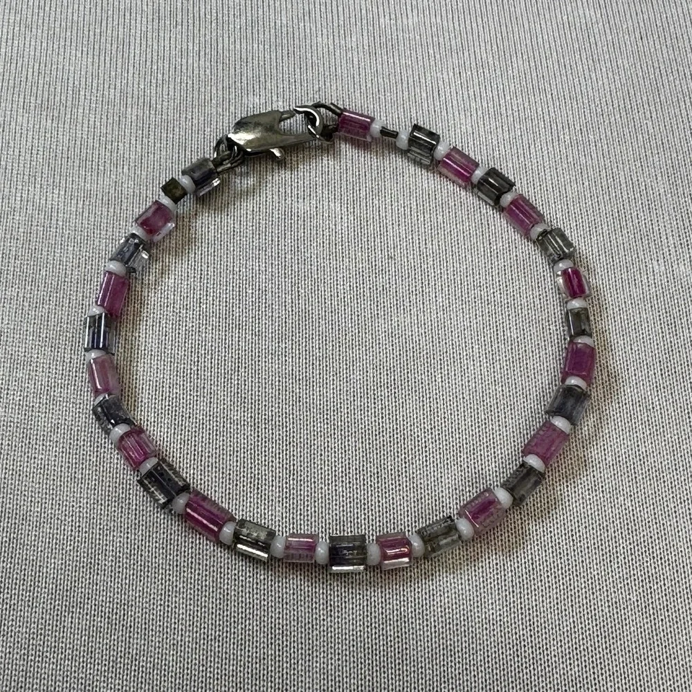 Pink & Gray Bead Bracelet - Child‎ Size